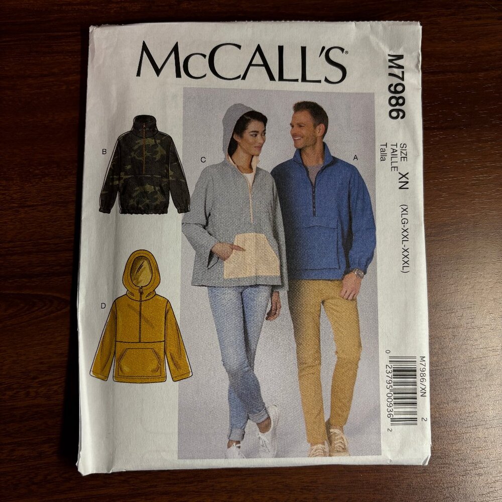 McCall’s Pattern M7986 for Misses’/Men’s Pullover Jackets